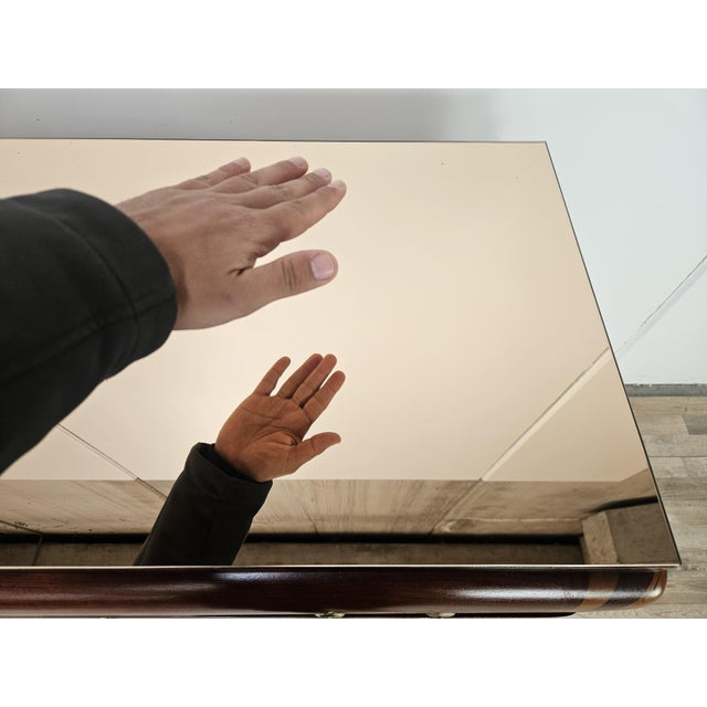 Brown Art Deco Mahogany and Pink Maple Chest of Drawers with Mirror Top, 1940 For Sale - Image 8 of 18