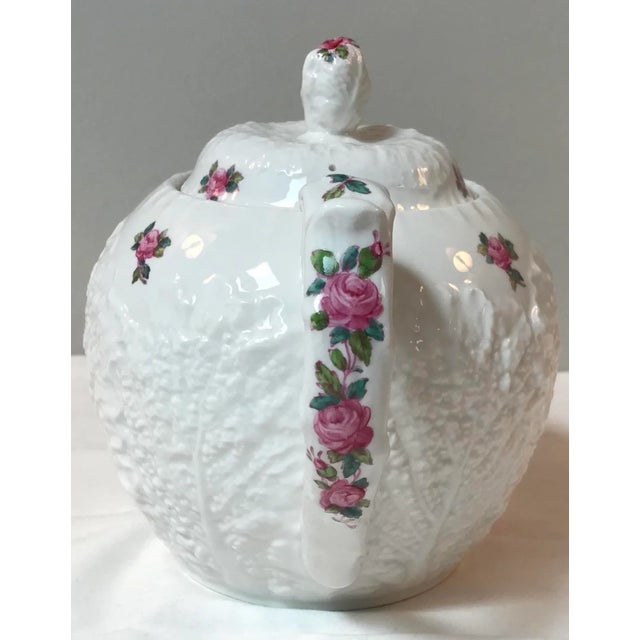 Spode Vintage Spode Bridal Rose Pattern Cabbage Form Teapot For Sale - Image 4 of 7