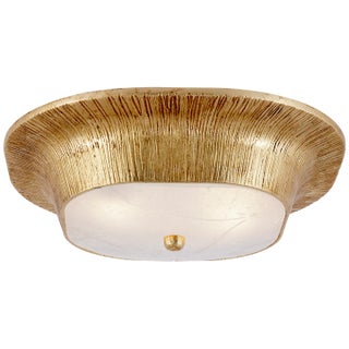 Kelly Wearstler for Visual Comfort Signature Utopia Round Flush Mount in Gild with Fractured Glass For Sale