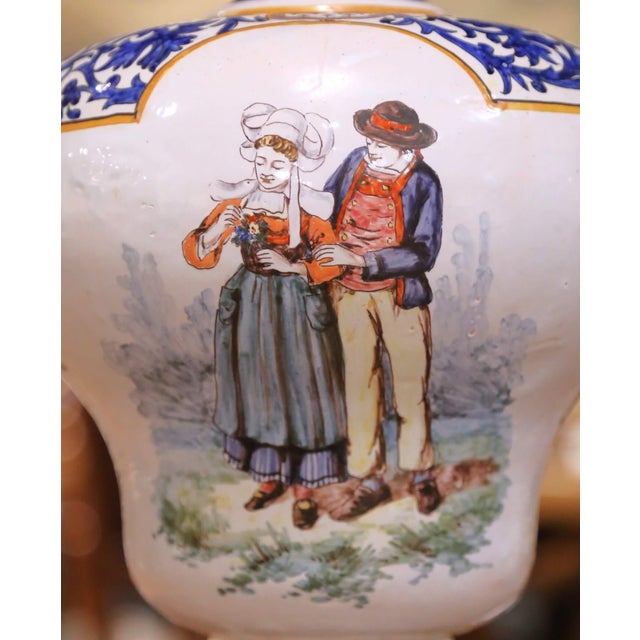 Large Pair of 19th Century French Desvres Faience Urns With Twisted Handles For Sale - Image 11 of 17
