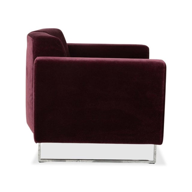 Embrace Set Armchair and Stool in Fabric Chrome Velour Velvet Purple Aubergine with Manual Function by Brühl, Set of 2 For Sale - Image 17 of 18