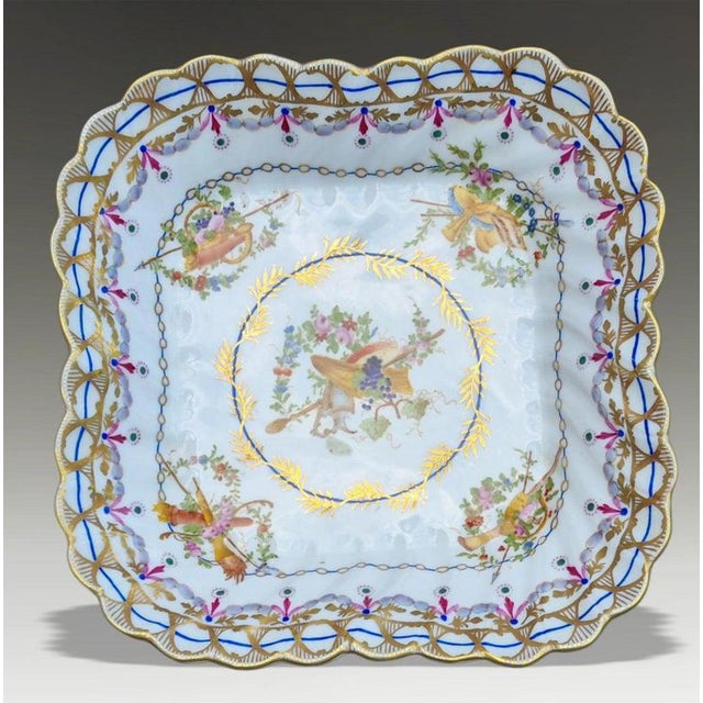 A fine french sèvres porcelain square serving dish dating to circa 1870, produced during the napoleon iii period....