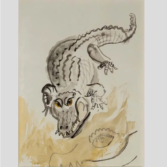 Contemporary Beverley Isaacs, Crocodile, Watercolour, 2000s For Sale - Image 3 of 4