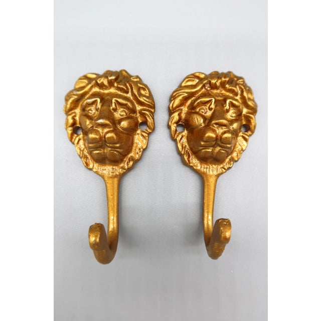 Figurative Pair of Vintage Lion Wall Hooks For Sale - Image 3 of 7