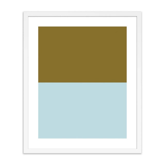 Color Studies, Olive/Sky Blue by Pencil & Paper in White Frame, Small Art Print For Sale