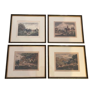 1799–1800 Samuel Howitt Hand-Colored Sporting Hunting Engravings – Original Antique Prints-Ralph Lauren Aesthetic For Sale
