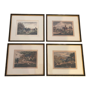 1799–1800 Samuel Howitt Hand-Colored Sporting Hunting Engravings – Original Antique Prints-Ralph Lauren Aesthetic