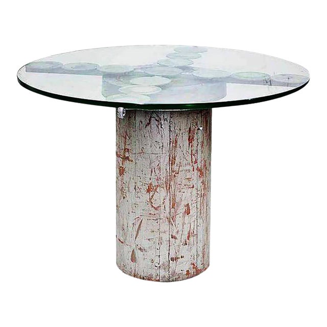 Custom Studio Made Table With Glass Top For Sale