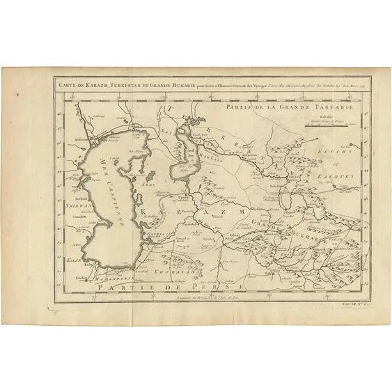 Antique Map of Khwarezm, Turkestan and Great Bukhara by Bellin, 1749 For Sale