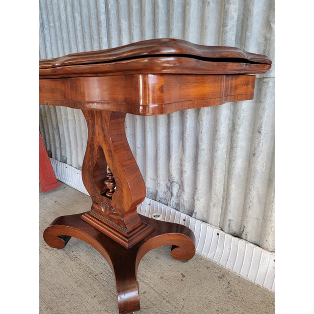 Empire Game / Card Table Flame Mahogany 19th Century For Sale - Image 12 of 14
