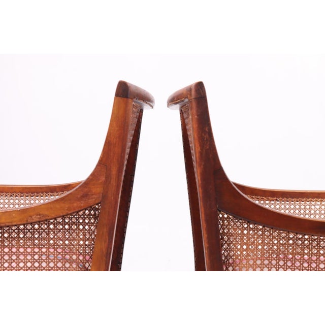 Set of Danish Armchairs with French Cane and Stained Beechwood Frame, 1940s For Sale - Image 4 of 7