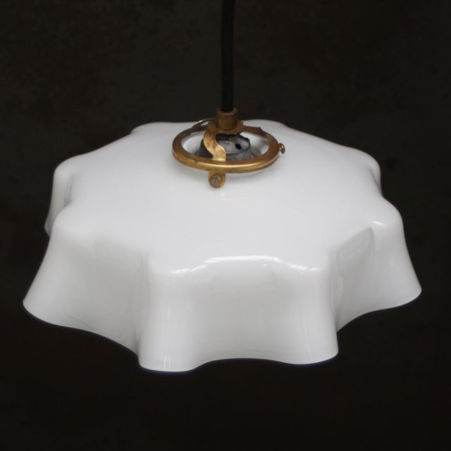 1950s French White Opaline Glass Pendant Lamp For Sale - Image 5 of 8
