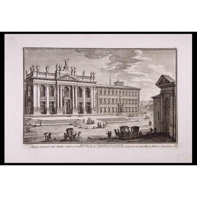 Rococo After Giacomo Van Lint, View of Rome, San Giovanni in Laterano, 1770, Oil on Canvas, Framed For Sale - Image 3 of 13