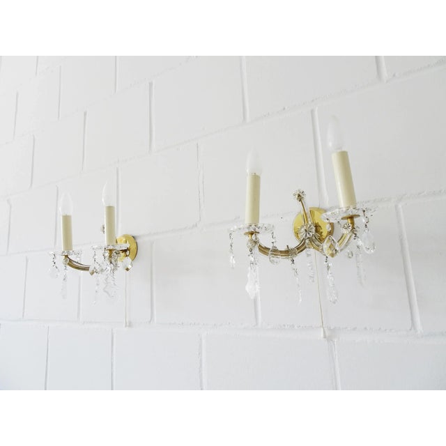 Baroque Maria Theresa Style Crystal Glass Wall Lamps, 1960s, Set of 2 For Sale - Image 3 of 11