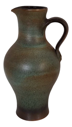 Vintage German Handmade Green-Brown Glazed Ceramic Vase, 1970s