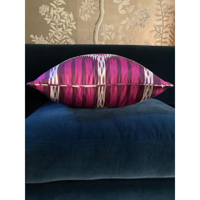 Magenta Pair of 20" Custom Pillows in Schumacher Bukhara Ikat Fuchsia, Pattern 176082 For Sale - Image 8 of 18