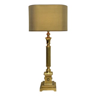 Vintage French Architectural Brass Table Lamp, 1960s For Sale