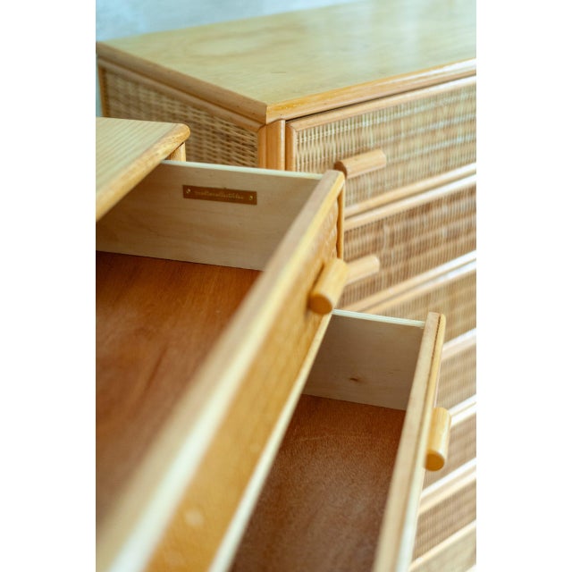 Bamboo and Wood Tallboys, Set of 2 For Sale - Image 6 of 10