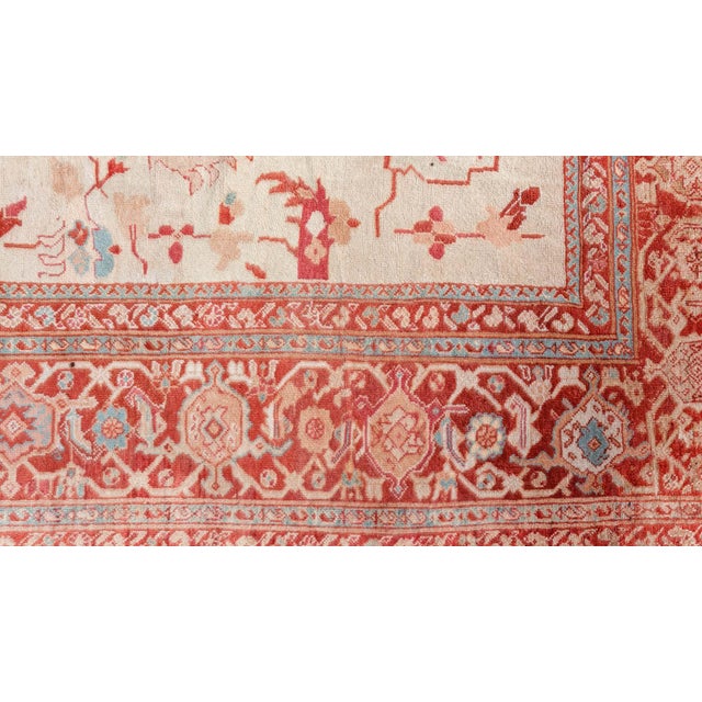 Authentic Persian Sultanabad Rug in Beige, Brown, Green, Red For Sale In New York - Image 6 of 8