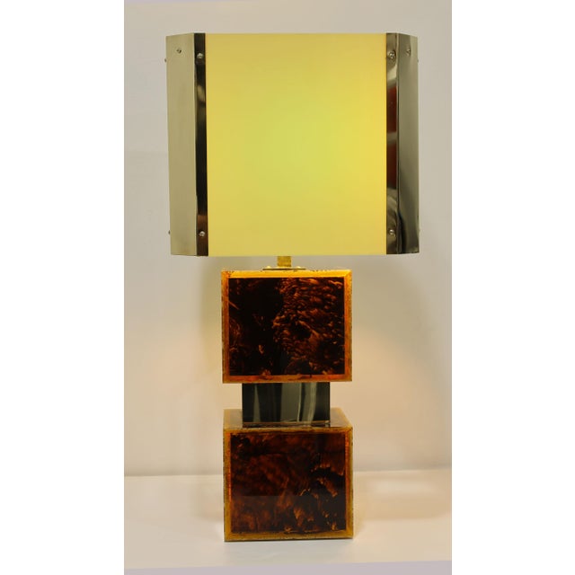 1970s Brazilian Acrylic, Resin and Brass Custom Table Lamps - a Pair For Sale In Dallas - Image 6 of 11
