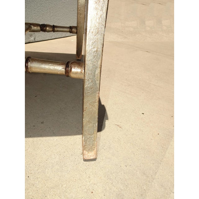 Vintage French Country Floral Vanity Bench W Silver Gilt Base #1 For Sale - Image 12 of 12