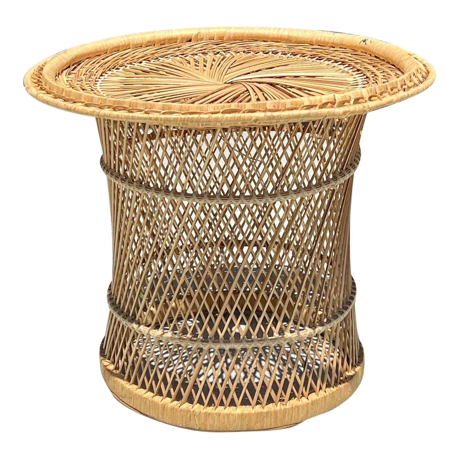 Vintage Wicker Drum Table Chairish