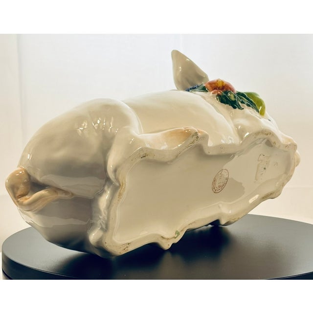 Late 20th Century Vietri Italian Ceramic Pig Tureen With Fruit Finial Lid For Sale - Image 10 of 18