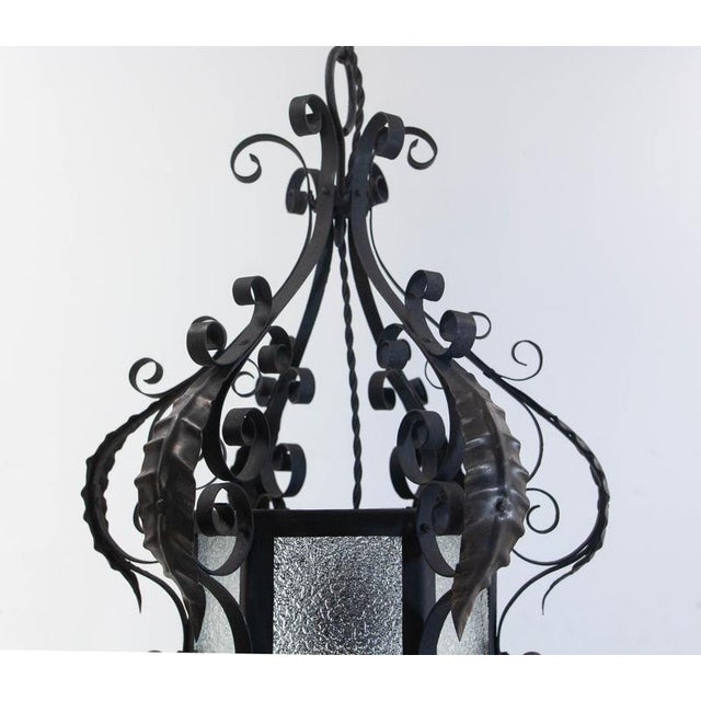 French Wrought Iron and Granita Glass Pendant, 1900s For Sale - Image 12 of 14