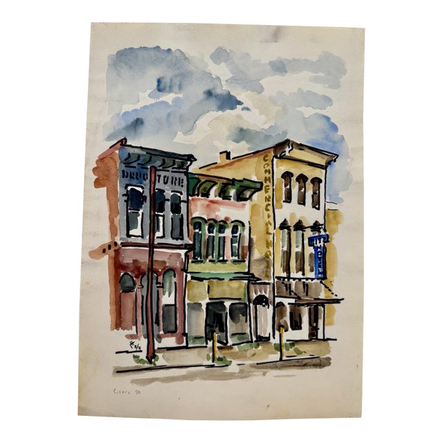 Henry Emil Salloch Original Watercolor on Paper Cicero, Il. 1971. For Sale