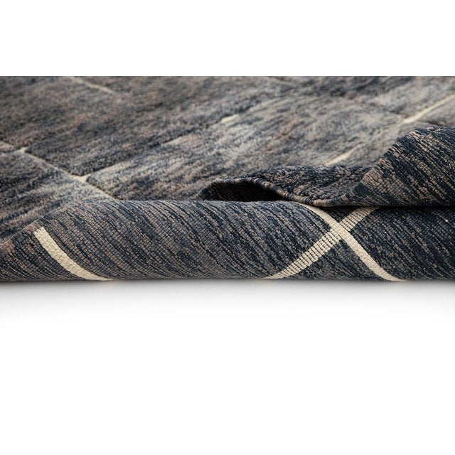 Textile Refined Grid-Pattern Hand-Knotted Moroccan Oversize Wool Rug | 13'1" X 10'6" | One of a Kind For Sale - Image 7 of 9
