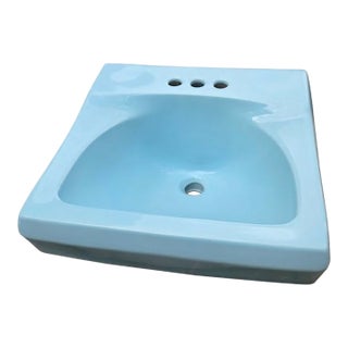 20" Contemporary Atomic Blue Porcelain Bathroom Sink Basin For Sale