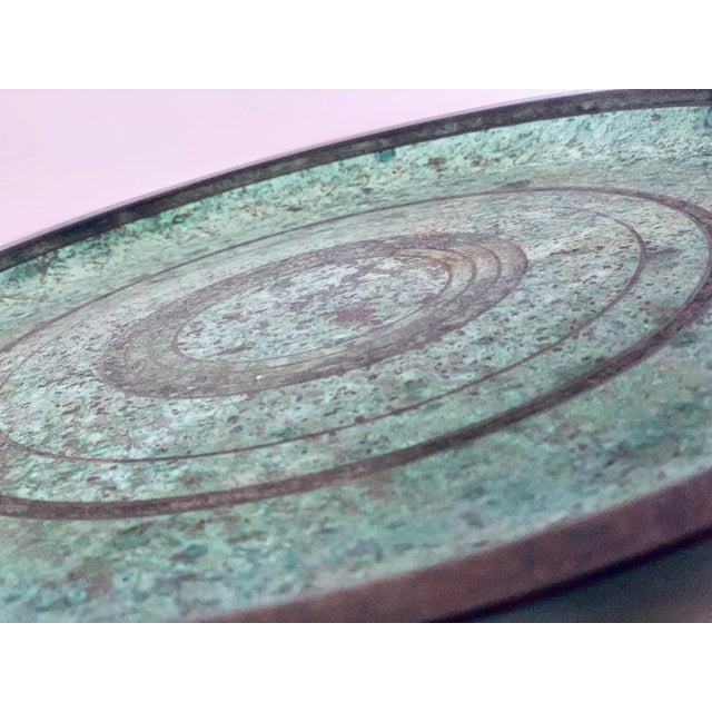 Verdigris 1920’s Art Deco Carl Sorensen Large Verdigris Green Bronze Charger, Signed For Sale - Image 8 of 12