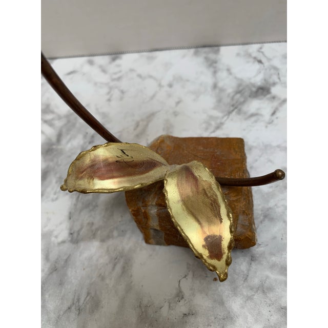 Vintage Midcentury Sculptural Decor Metal Yellow Rose For Sale - Image 4 of 7