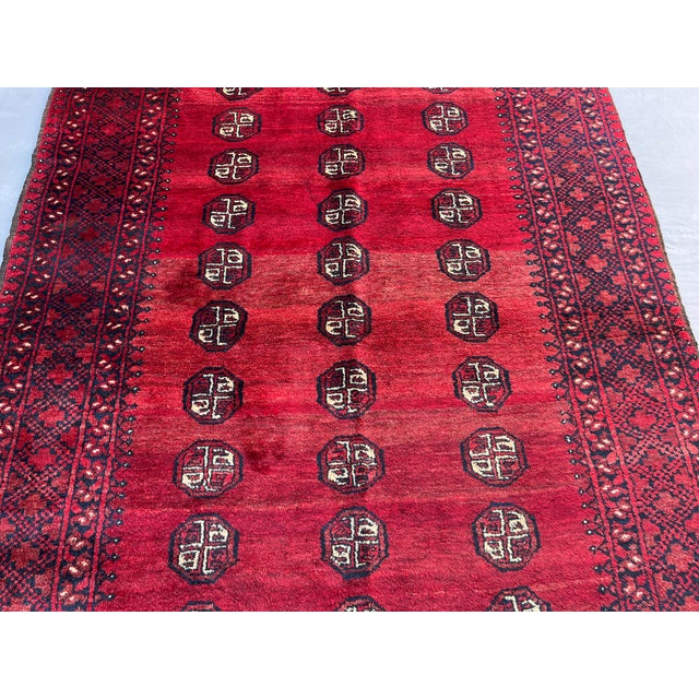 2000 - 2009 Vintage Afghan Ersari Turkmen Bokhara Rug, Abrash Red - 7'2" X 4'8" For Sale - Image 5 of 13