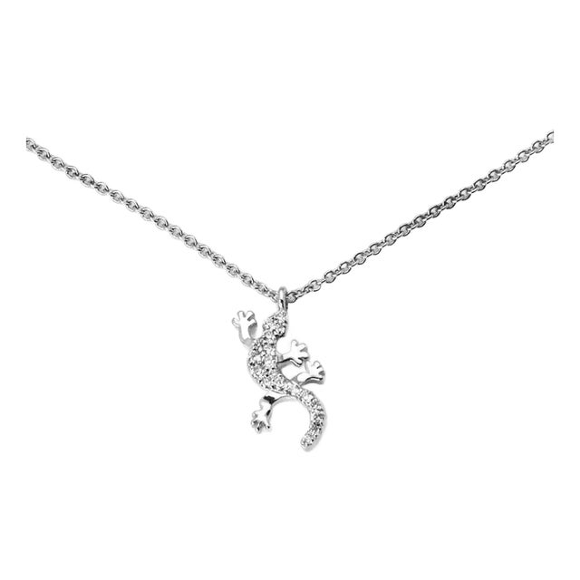 Tiffany & Co. Diamond 18k White Gold Salamander Pendant Necklace For Sale
