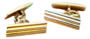 Yellow Gold Cufflinks with Tree Trunk-Shaped Reliefs, Set of 2