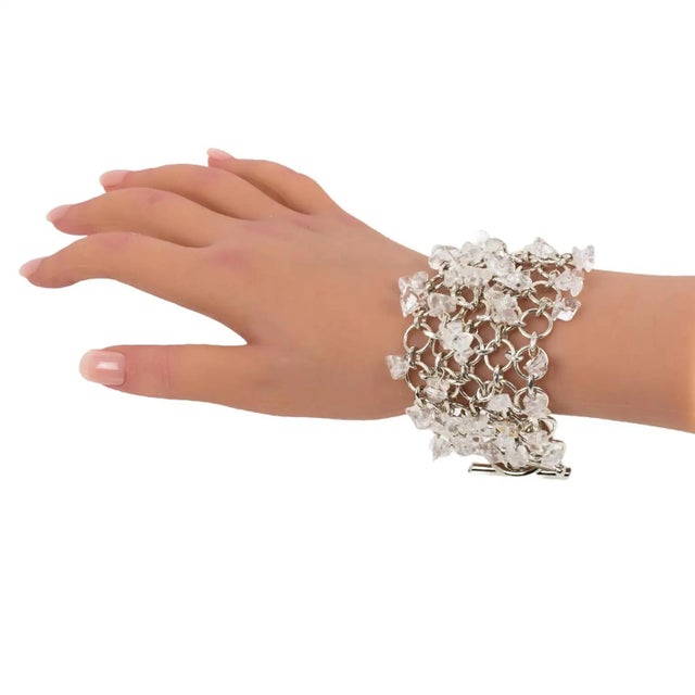 Transparent Paco Rabanne Silvered Metal and Quartz Link Bracelet For Sale - Image 8 of 8