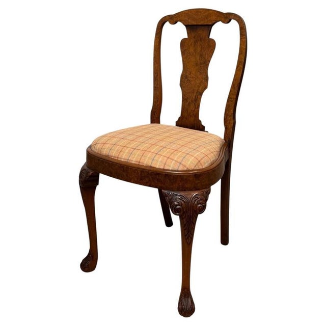 Antique Burr Walnut and Upholstered Dining Chairs, Set of 8 For Sale - Image 3 of 6