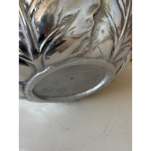 Vintage Cabbage-Form Cast Metal Decorative Bowl With Pewter-Tone Finish For Sale In Naples, FL - Image 6 of 11