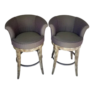 Contemporary Hollywood Regency Bar Stools by Swaim Design- a Pair