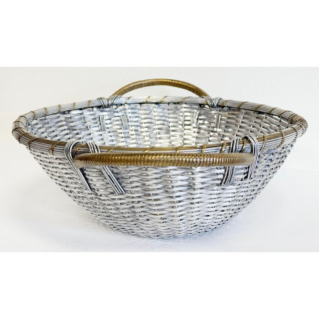 Vintage French Style Silver Woven Handled Basket For Sale In Kansas City - Image 6 of 10