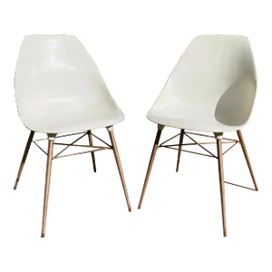 Mid 20th Century Pair of Vintage of Mid Century Modern White Sam Avedon Chairs