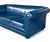 1960s Navy Blue Leather Roll-Arm Sofa With Brass Nailhead Trim and Wooden Bun Feet For Sale In Los Angeles - Image 6 of 12