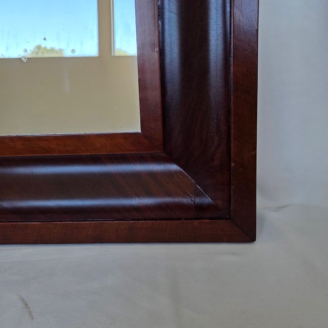 Antique c.1880-1900 Mahogany Flame Ogee Mirror W/ Evalast Semon Bache Glass For Sale In Tampa - Image 6 of 10