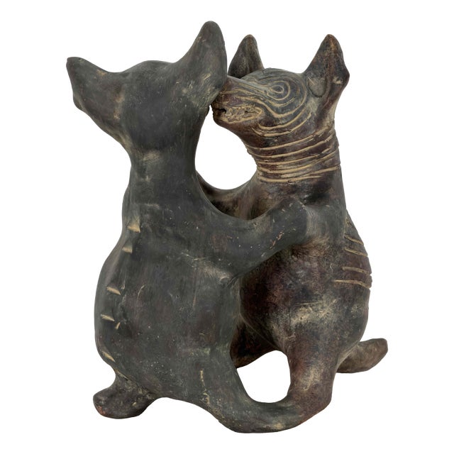 Mid-Century Colima Style Terracotta Dancing Dogs Sculpture, Mexico, 1950s For Sale