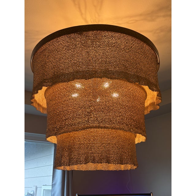 Made Goods Chandelier Boho Chic Wood Beaded. Tan/Sand Color For Sale In Seattle - Image 6 of 7