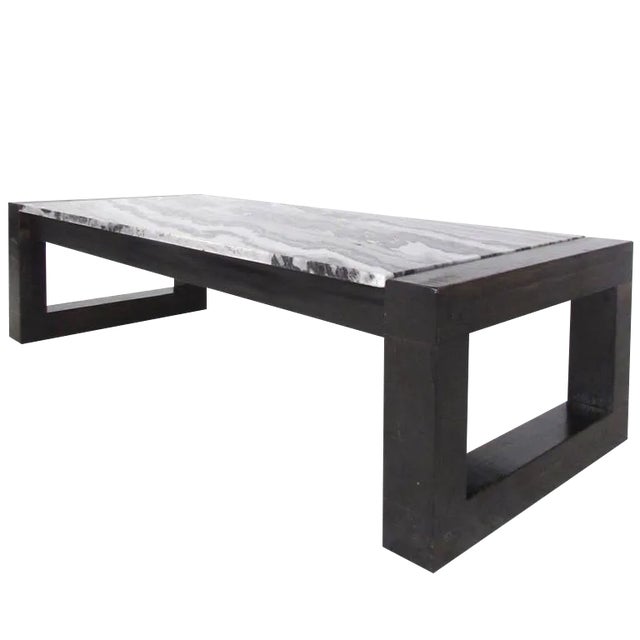Contemporary Modern Marble-Top Cocktail Table For Sale