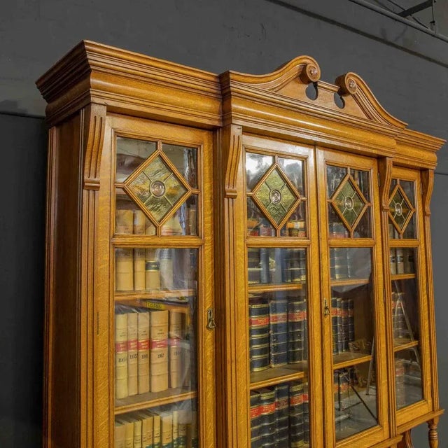 Brown Edwardian Oak Bookcase For Sale - Image 8 of 11