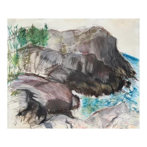 1950s Rocky Coast Mid Century Pastel