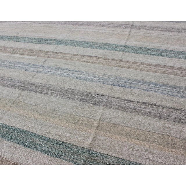 Flat-Weave Kilim in Striped Design by Keivan Woven Arts 8'1 X 11'4 For Sale In Atlanta - Image 6 of 12